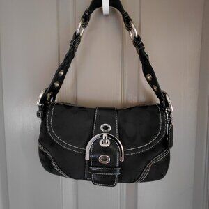 Coach Black Canvas and Leather Y2K Vintage Bag